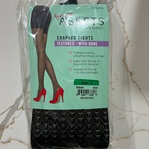 NWT NIP Love Your Assets by Spanx Textured Wishbone Black Shaping Tights Size:3